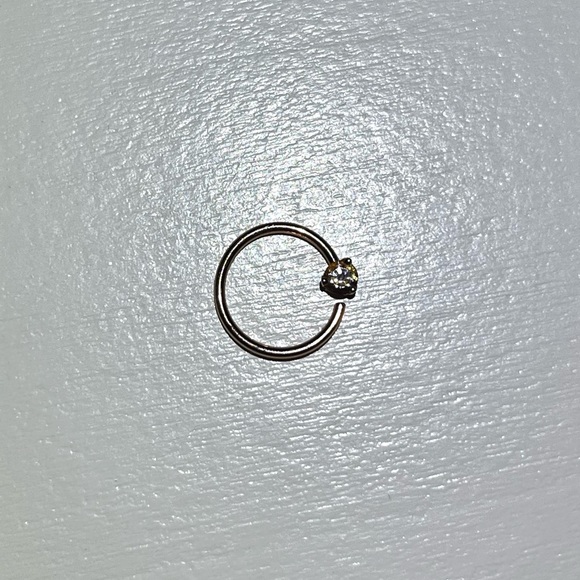 Piercing Jewelry - GOLD FIXED RING WITH 3MM ROUND PRONG (18G 3/8" ROSE CZ) - Picture 3 of 4